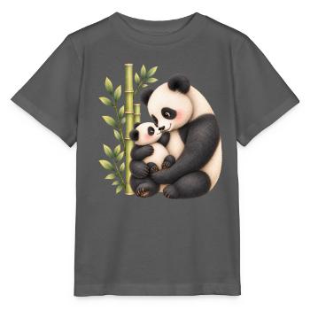 Panda-Zärtlichkeit – Mama und ihr Junges - Stanley/Stella Kinder T-Shirt MINI CREATOR  - Anthrazit - Vorne - Kain (125cm)