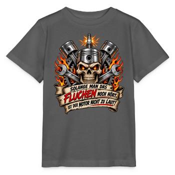 Flammender Skull mit Motorwerkzeug - Stanley/Stella Kinder T-Shirt MINI CREATOR  - Anthrazit - Vorne - Kain (125cm)