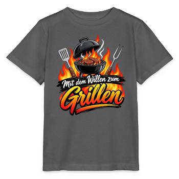 Mit dem Willen zum Grillen - Stanley/Stella Kinder T-Shirt MINI CREATOR  - Anthrazit - Vorne - Kain (125cm)