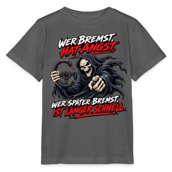 Angst vorm Bremsen Grim Reaper - Stanley/Stella Kinder T-Shirt MINI CREATOR  - Anthrazit - Vorne - Kain (125cm)
