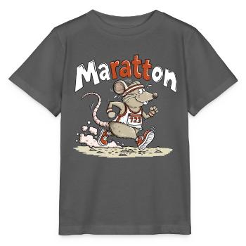 Maratton Ratte Marathon Läufer Humor Design - Stanley/Stella Kinder T-Shirt MINI CREATOR  - Anthrazit - Vorne - Kain (125cm)