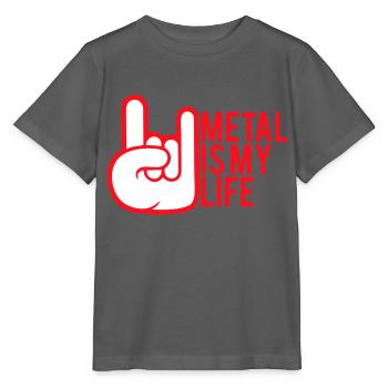 Metal Is My Life Hard Rock Cornes Bande Dessinée Geste de la Main - T-shirt bio MINI CREATOR Stanley/Stella Enfant - charbon - Devant - Kain (125cm)