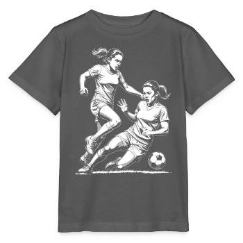 Duell im Fußball! Fußballerin Trainingsshirt. - Stanley/Stella Kinder T-Shirt MINI CREATOR  - Anthrazit - Vorne - Kain (125cm)