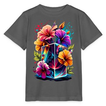 Fleurs de fleuristerie - Orchidée Bouquet Flora - T-shirt bio MINI CREATOR Stanley/Stella Enfant - charbon - Devant - Kain (125cm)