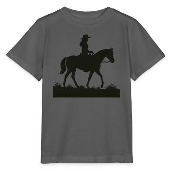 Westernreiterin Silhouette - Stanley/Stella Kinder T-Shirt MINI CREATOR  - Anthrazit - Vorne - Kain (125cm)