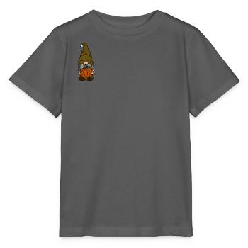 Gnom mit Kürbis und Schädelhut, Süß, Halloween  - Stanley/Stella Kinder T-Shirt MINI CREATOR  - Anthrazit - Vorne - Kain (125cm)
