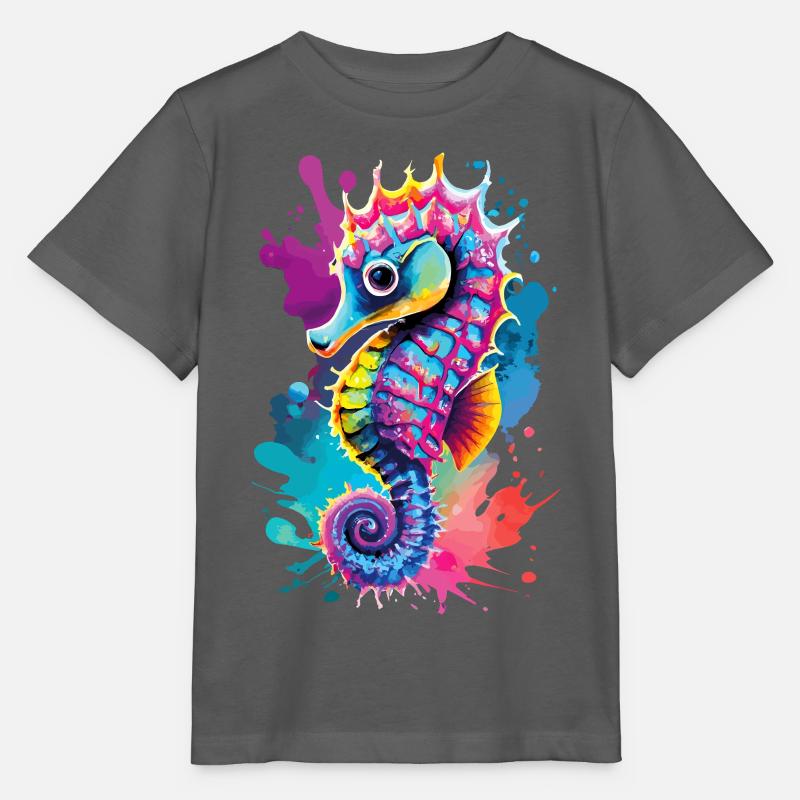 Seepferd Farbenfroh - Hippocampus Seepferdchen - Stanley/Stella Kinder T-Shirt MINI CREATOR - Anthrazit