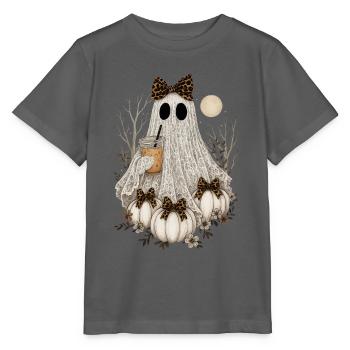 Süßer Spitzengeist, Halloween-Geist, Kürbis, Kaffee - Stanley/Stella Kinder T-Shirt MINI CREATOR  - Anthrazit - Vorne - Kain (125cm)