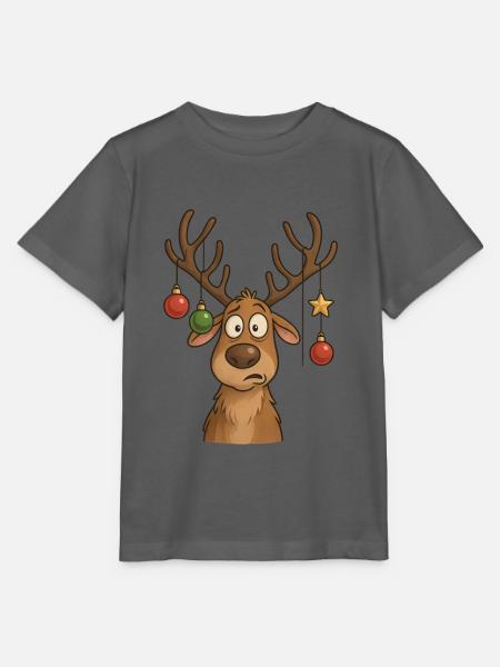 Lustiges Rentier mit Kugeln - Stanley/Stella Kinder T-Shirt MINI CREATOR - Anthrazit
