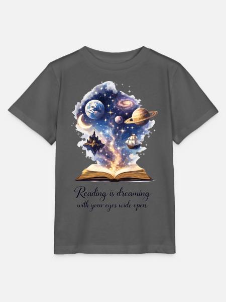 Reading is dreaming - Magisches Buch & Sterne - Stanley/Stella Kinder T-Shirt MINI CREATOR - Anthrazit