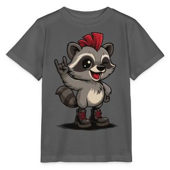Punk Rock Raccoon - Stanley/Stella Kinder T-Shirt MINI CREATOR  - Anthrazit - Vorne - Kain (125cm)