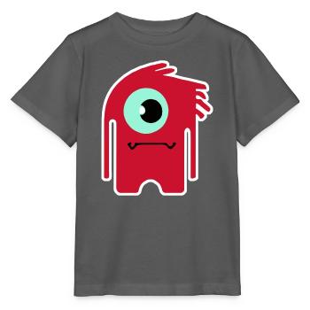 Monstre Cyclope Rouge | Extraterrestre Chibi drôle - T-shirt bio MINI CREATOR Stanley/Stella Enfant - charbon - Devant - Kain (125cm)