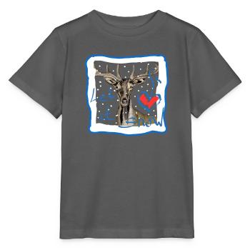 Hirschmotiv let it snow  - Stanley/Stella Kinder T-Shirt MINI CREATOR  - Anthrazit - Vorne - Kain (125cm)
