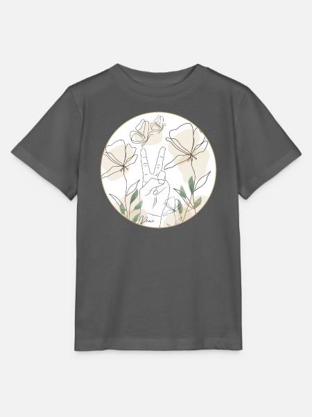 Frieden - Hand und Blüten - Linienkunst - peace - Stanley/Stella Kinder T-Shirt MINI CREATOR  - Anthrazit