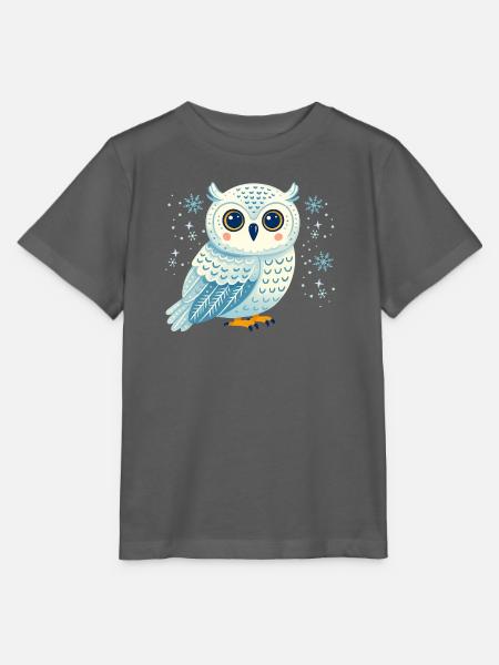Wintereule in Schneeflocken - Stanley/Stella Kinder T-Shirt MINI CREATOR  - Anthrazit