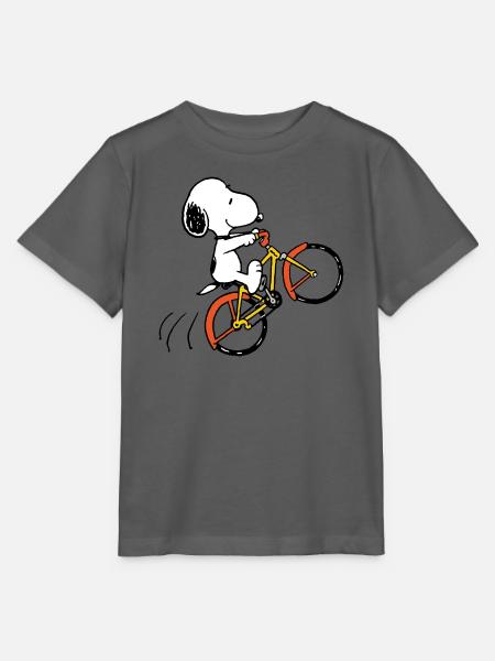 Peanuts Snoopy Mit Fahrrad - Stanley/Stella Kinder T-Shirt MINI CREATOR - Anthrazit