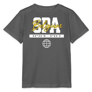 Spa Belgien Koordinaten Reise Souvenir Streetwear - Stanley/Stella Kinder T-Shirt MINI CREATOR  - Anthrazit - Vorne - Kain (125cm)