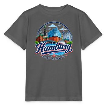 Hamburg Skyline - Sonnenuntergang - Alster - Elbe - Stanley/Stella Kinder T-Shirt MINI CREATOR  - Anthrazit - Vorne - Kain (125cm)