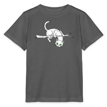 Lustige Katze auf einem Ast – lustiges Haustier - Stanley/Stella Kinder T-Shirt MINI CREATOR  - Anthrazit - Vorne - Kain (125cm)