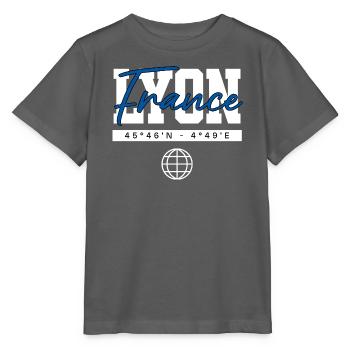 Lyon Frankreich Koordinaten Reise Souvenir - Stanley/Stella Kinder T-Shirt MINI CREATOR  - Anthrazit - Vorne - Kain (125cm)