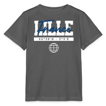 Lille Frankreich Koordinaten Reise Souvenir - Stanley/Stella Kinder T-Shirt MINI CREATOR  - Anthrazit - Vorne - Kain (125cm)