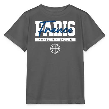 Paris Frankreich Koordinaten Reise Souvenir - Stanley/Stella Kinder T-Shirt MINI CREATOR  - Anthrazit - Vorne - Kain (125cm)