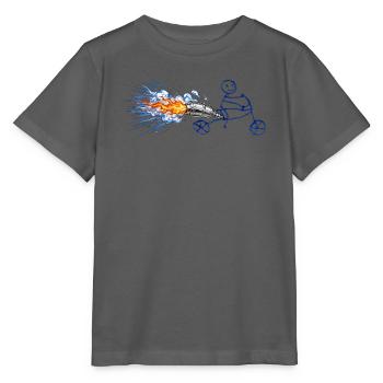 Funny Stickman Rocket Bike – Turbojet-Motor - Stanley/Stella Kinder T-Shirt MINI CREATOR  - Anthrazit - Vorne - Kain (125cm)