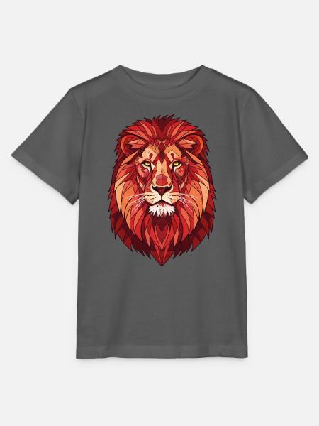 Geometrischer Löwenkopf in Rottönen - Stanley/Stella Kinder T-Shirt MINI CREATOR - Anthrazit