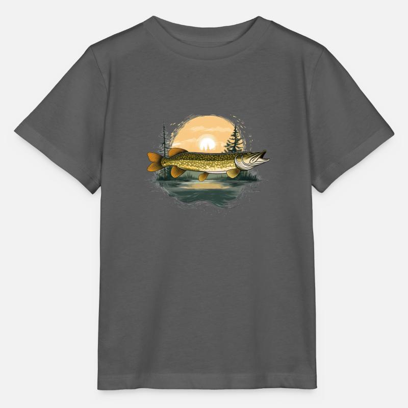 Conception du pêcheur de brochet - T-shirt bio MINI CREATOR Stanley/Stella Enfant - charbon