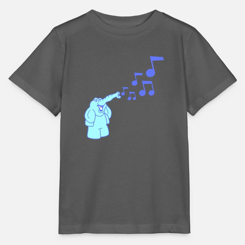 Mignon éléphant Notes de musique Trompe Sifflets Partitions - T-shirt bio MINI CREATOR Stanley/Stella Enfant - charbon