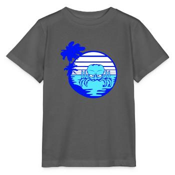Oktopus Meer Sonnenuntergang Strand Urlaub Linien - Stanley/Stella Kinder T-Shirt MINI CREATOR  - Anthrazit - Vorne - Kain (125cm)