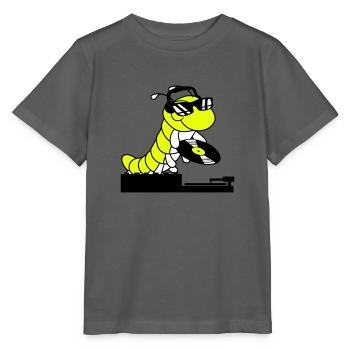 DJ Caterpillar Record Mixer Party Club Music - Stanley/Stella MINI CREATOR Kids’ T-Shirt - anthracite - Front - Kain (125cm)
