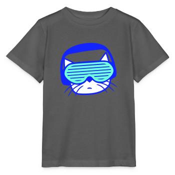 DJ Cat Head Face Party Club Musique Animal de compagnie - T-shirt bio MINI CREATOR Stanley/Stella Enfant - charbon - Devant - Kain (125cm)