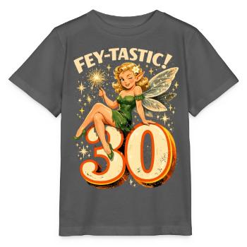 Fey-tastic: Retro 30th Birthday Fairy & Elf - Stanley/Stella MINI CREATOR Kids’ T-Shirt - anthracite - Front - Kain (125cm)