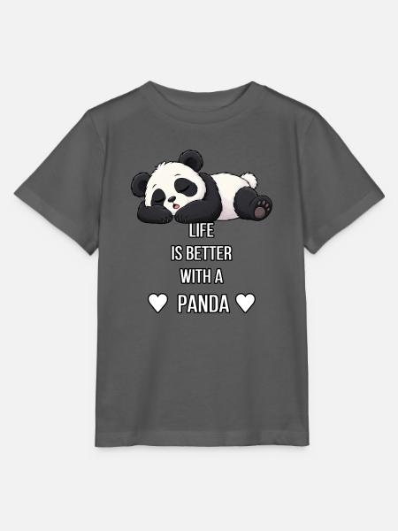 Life is Better with a Panda - Stanley/Stella Kinder T-Shirt MINI CREATOR - Anthrazit