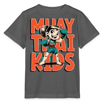 Muay Thai Enfants, Filles - Boxe Thaï Enfants - T-shirt bio MINI CREATOR Stanley/Stella Enfant - charbon - Devant - Kain (125cm)