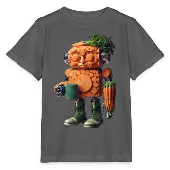 Green Carrot Robot - Stanley/Stella MINI CREATOR Kids’ T-Shirt - anthracite - Front - Kain (125cm)