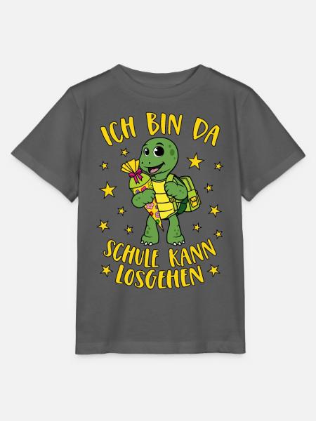 Schildkröte Spruch Ich bin da Schule kann losgehen - Stanley/Stella Kinder T-Shirt MINI CREATOR - Anthrazit