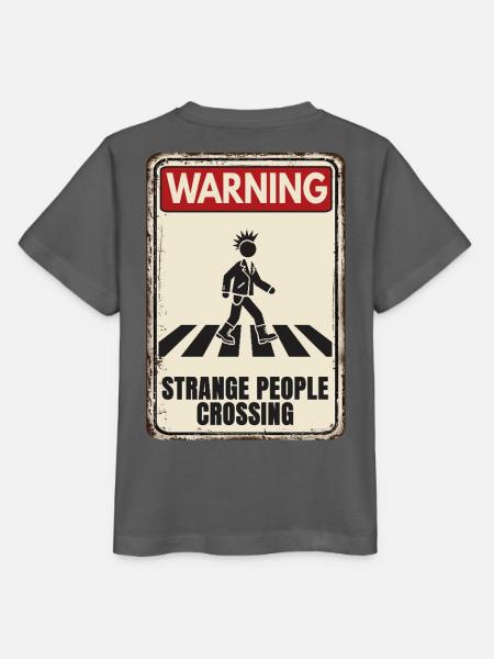 WARNING - Strange People Crossing - Punker - Stanley/Stella Kinder T-Shirt MINI CREATOR - Anthrazit