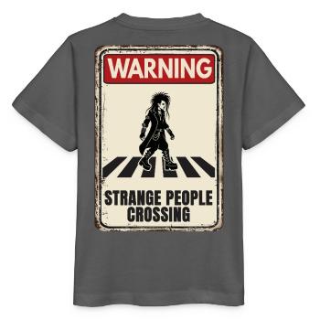 WARNING - Strange People Crossing - Goth - Stanley/Stella Kinder T-Shirt MINI CREATOR  - Anthrazit - Hinten - Kain (125cm)