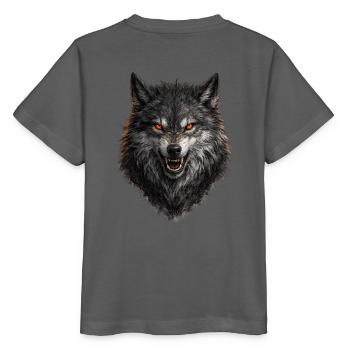 Roter Blick Wolfkopf - Stanley/Stella Kinder T-Shirt MINI CREATOR  - Anthrazit - Hinten - Kain (125cm)