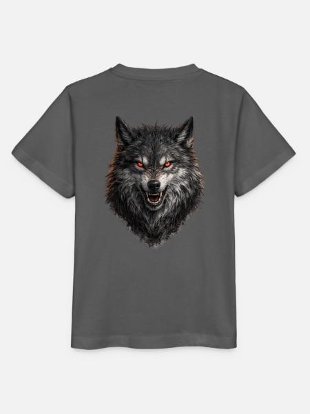 Roter Blick Wolfkopf - Stanley/Stella Kinder T-Shirt MINI CREATOR - Anthrazit