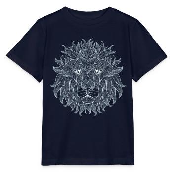 lion white Löwe König Outline Mandala Muster Kopf - Stanley/Stella Kinder T-Shirt MINI CREATOR  - Navy - Vorne - Kain (125cm)