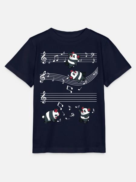 Panda Musiknoten Muster - Stanley/Stella Kinder T-Shirt MINI CREATOR  - Navy