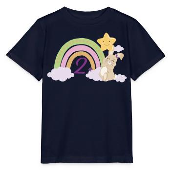 2. Geburtstag Regenbogen Hase Mädchen Geschenk - Stanley/Stella Kinder T-Shirt MINI CREATOR  - Navy - Vorne - Kain (125cm)