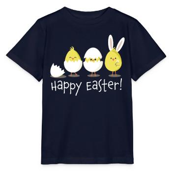 Joyeuses Pâques Poussin Oeuf Oeuf de Pâques - T-shirt bio MINI CREATOR Stanley/Stella Enfant - marine - Devant - Kain (125cm)