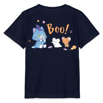Tom & Jerry Gokko Halloween Avec Tom Et Jerry - T-shirt bio MINI CREATOR Stanley/Stella Enfant - marine - Devant - Kain (125cm)