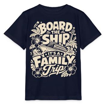 Board the Ship It's a Family Trip - Stanley/Stella Kinder T-Shirt MINI CREATOR  - Navy - Vorne - Kain (125cm)