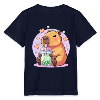 Kawaii Boba-Haustier mit Herz - Stanley/Stella Kinder T-Shirt MINI CREATOR  - Navy - Vorne - Kain (125cm)