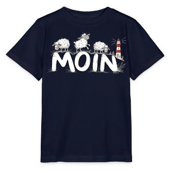 Moin Schafe Leuchtturm Nordsee Küstenhumor - Stanley/Stella Kinder T-Shirt MINI CREATOR  - Navy - Vorne - Kain (125cm)